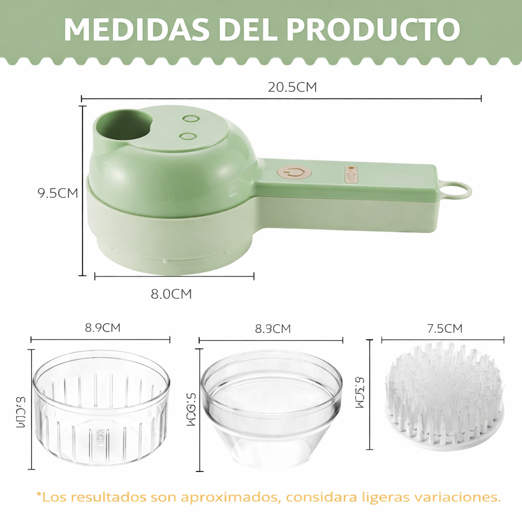 Picadora electrica de alimentos 4 en 1