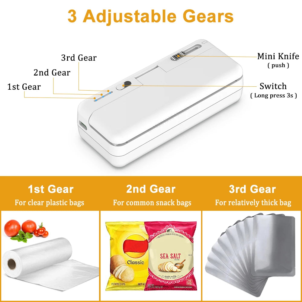 Sellador portátil bolsas recargable USB